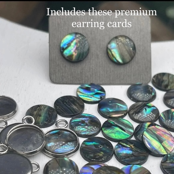 100pcs Real Abalone Shell Flatbacks Stud Earrings & Bezels more Bundle Lot - Picture 4 of 13